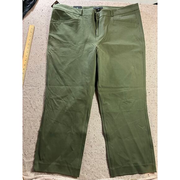 Banana Republic Slim Straight Cropped Pants 18 Stretch Olive - Picture 1 of 7